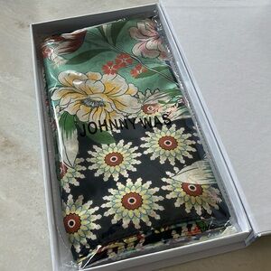 Johnny Was 44” square silk scarf with tassels.